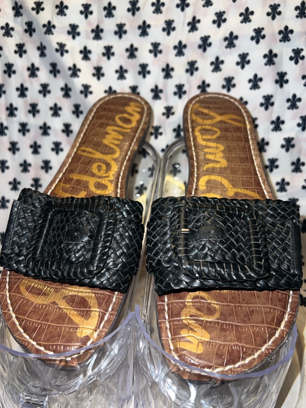 Sam Edelman Black Woven Slide Mules